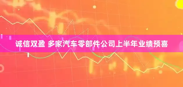 诚信双盈 多家汽车零部件公司上半年业绩预喜
