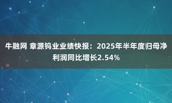 牛融网 章源钨业业绩快报：2025年半年度归母净利润同比增长2.54%